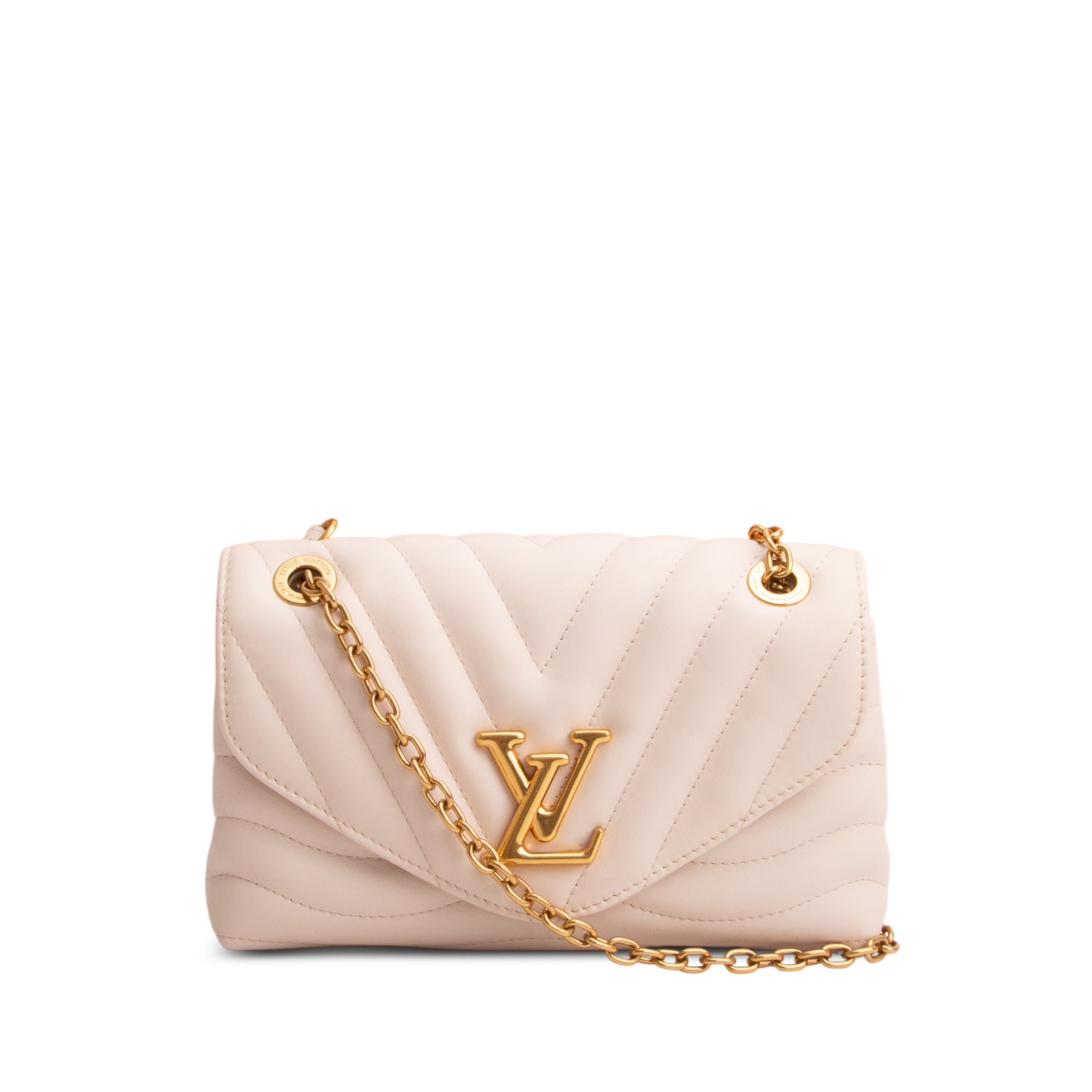 Louis Vuitton Cream Leather New Wave Chain Bag MM NM w/ Box