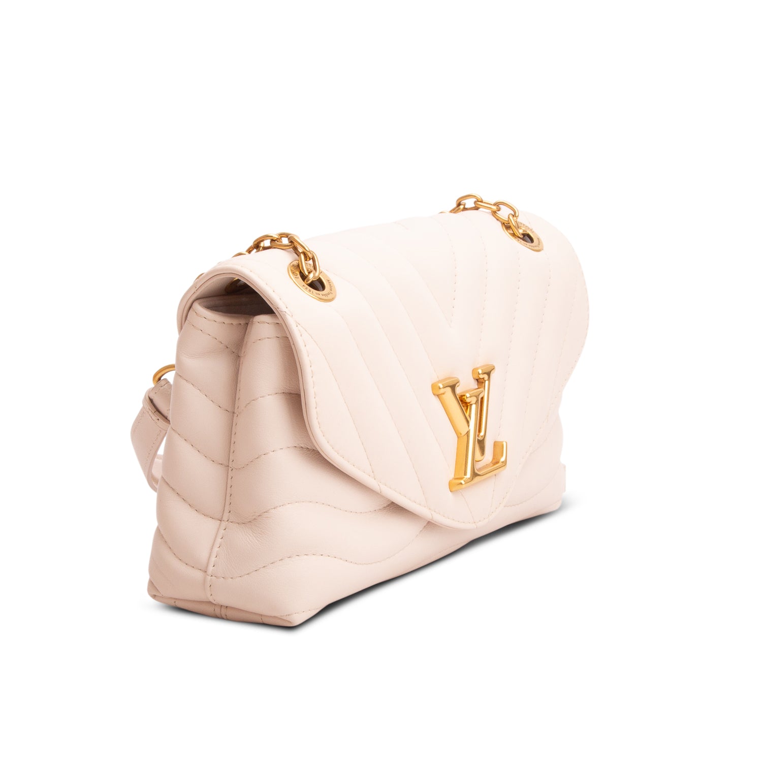 Louis Vuitton Cream Leather New Wave Chain Bag MM NM w/ Box