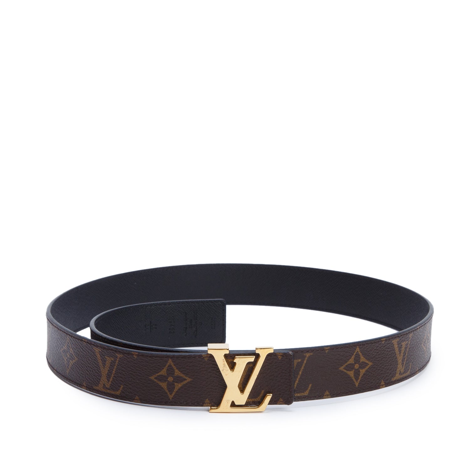 Louis Vuitton 2022 Monogram Canvas Black Leather Reversible LV Initials 30 MM Belt 85 34 w/ Box