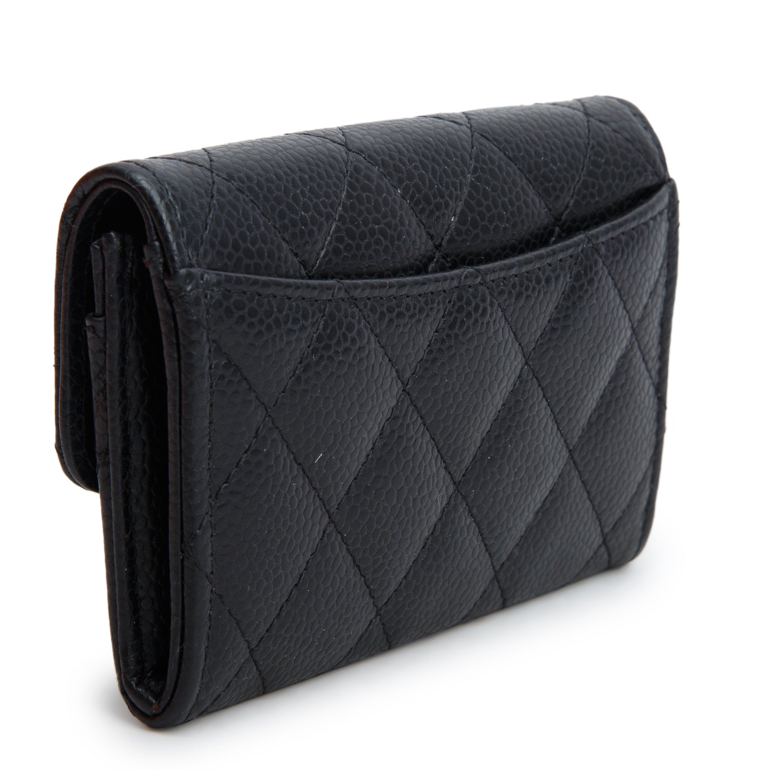 Chanel Black Caviar Leather Classic Flap Card Holder w/ Box