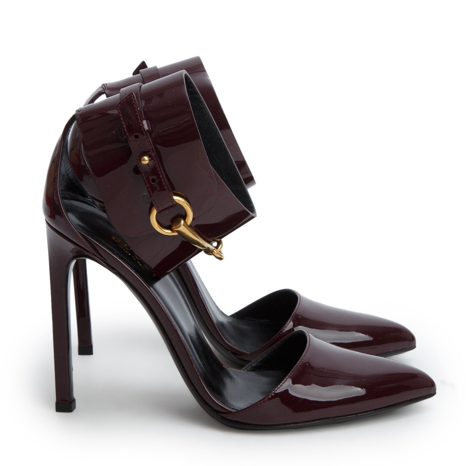 Gucci Burgundy Patent Leather Horsebit Ursula Pumps, Women's Size 36 w/ Box