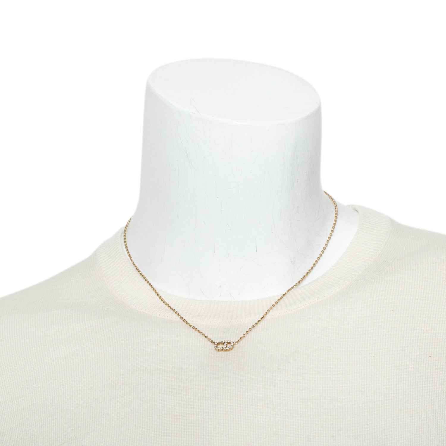 Christian Dior Gold-Tone Crystal Petite CD Necklace