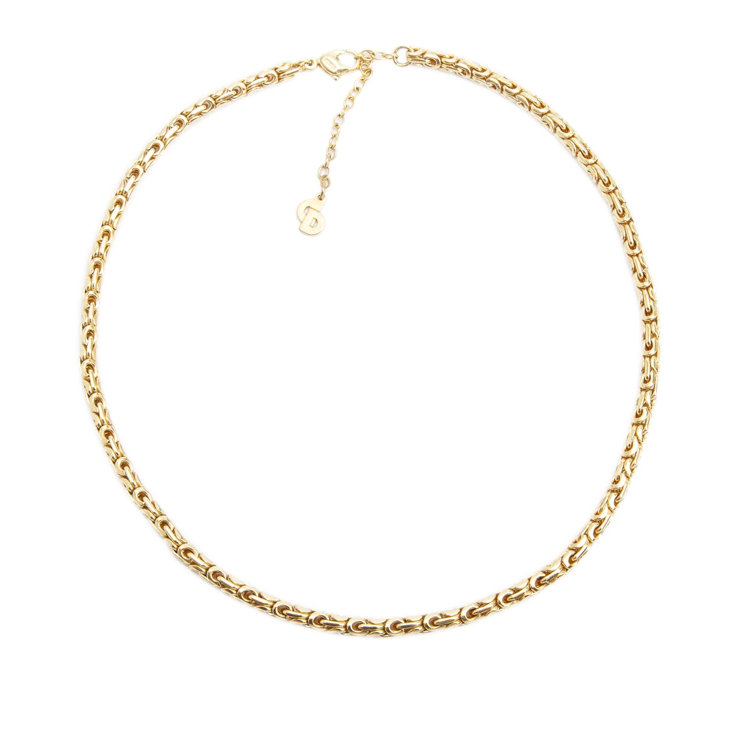Christian Dior Gold Plated Vintage Chain Necklace w/ Box