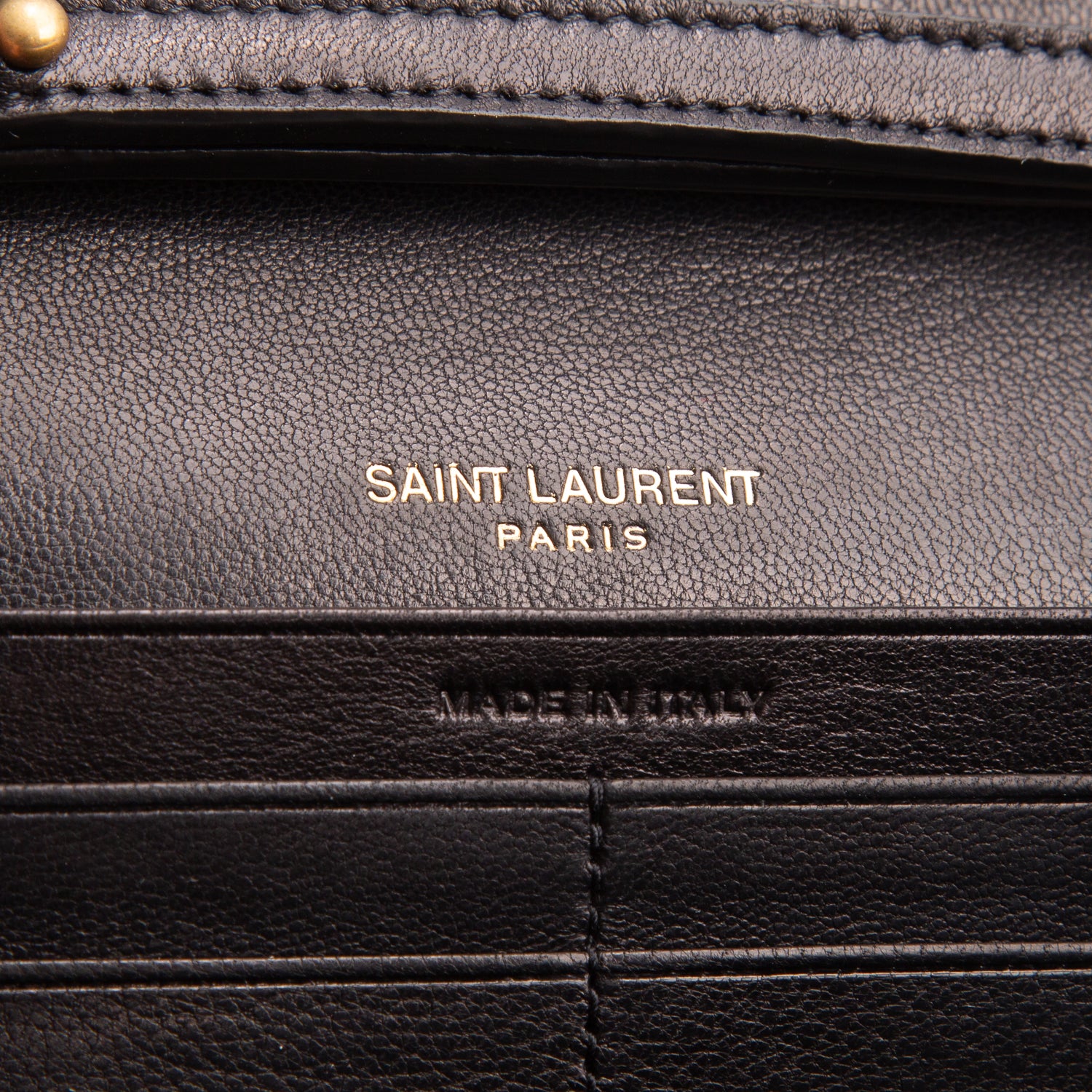 Saint Laurent Black 2022 Lambskin Carre Quilted Le Maillon Wallet on Chain w/ Box