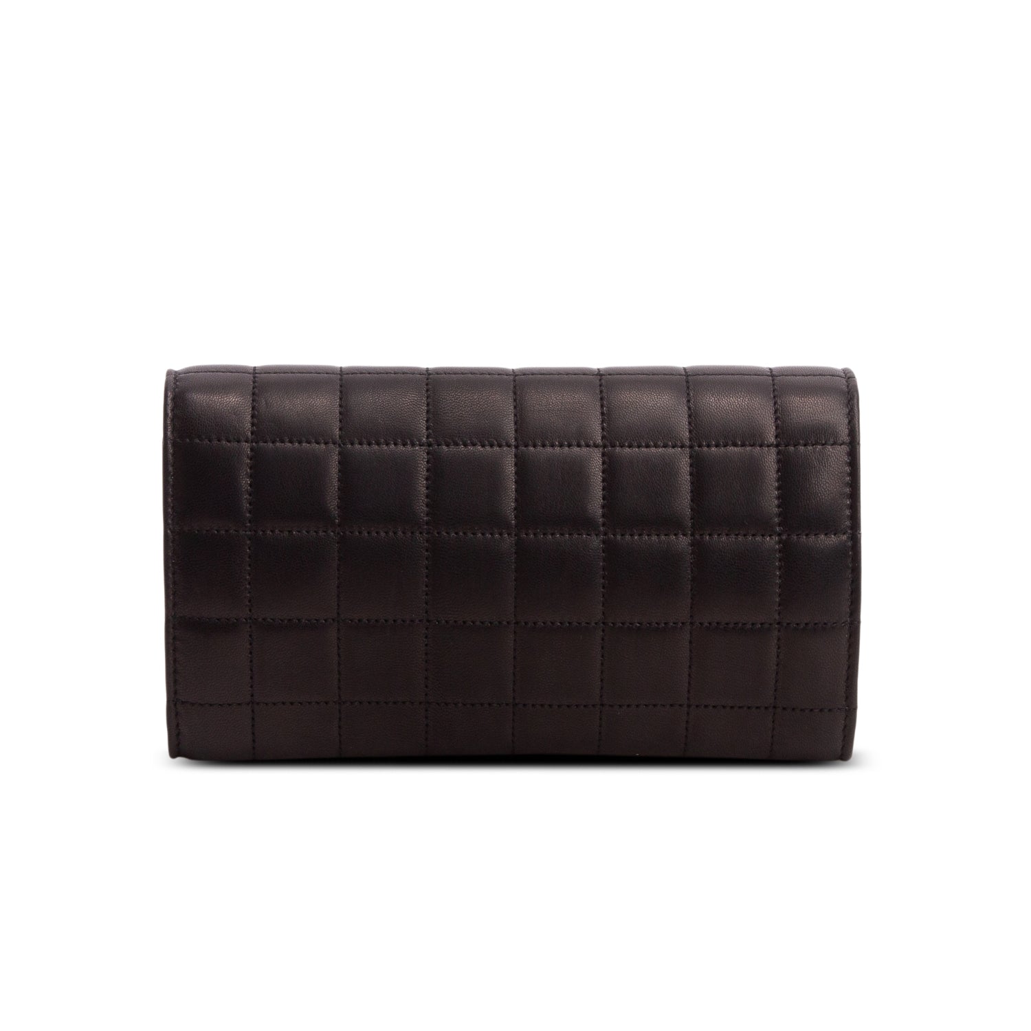 Saint Laurent Black 2022 Lambskin Carre Quilted Le Maillon Wallet on Chain w/ Box