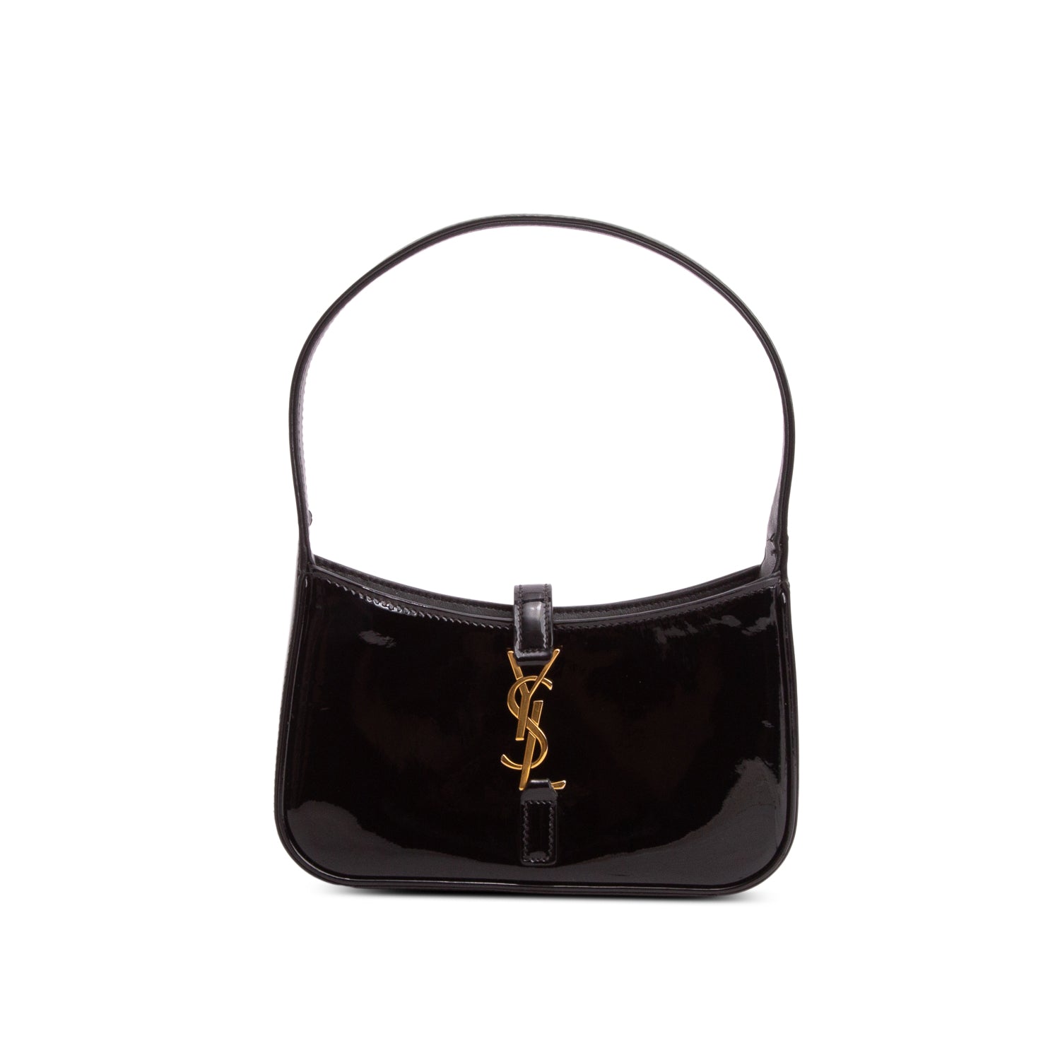 Saint Laurent 2022 Black Patent Leather Calfskin Le 5 a 7 Mini Hobo w/ Box