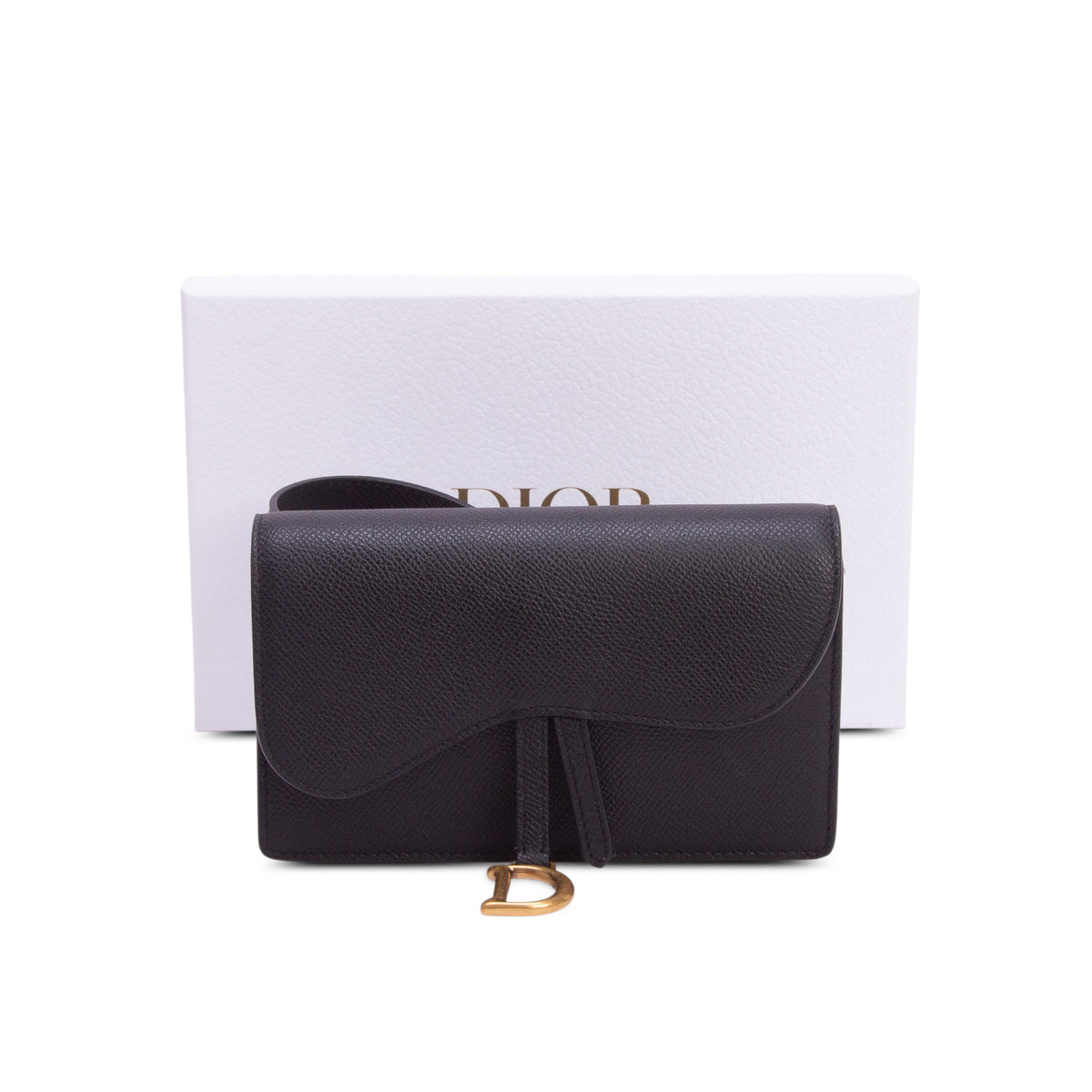 Christian Dior 2020 Black Grained Calfskin Saddle Belt Bag w/ Box