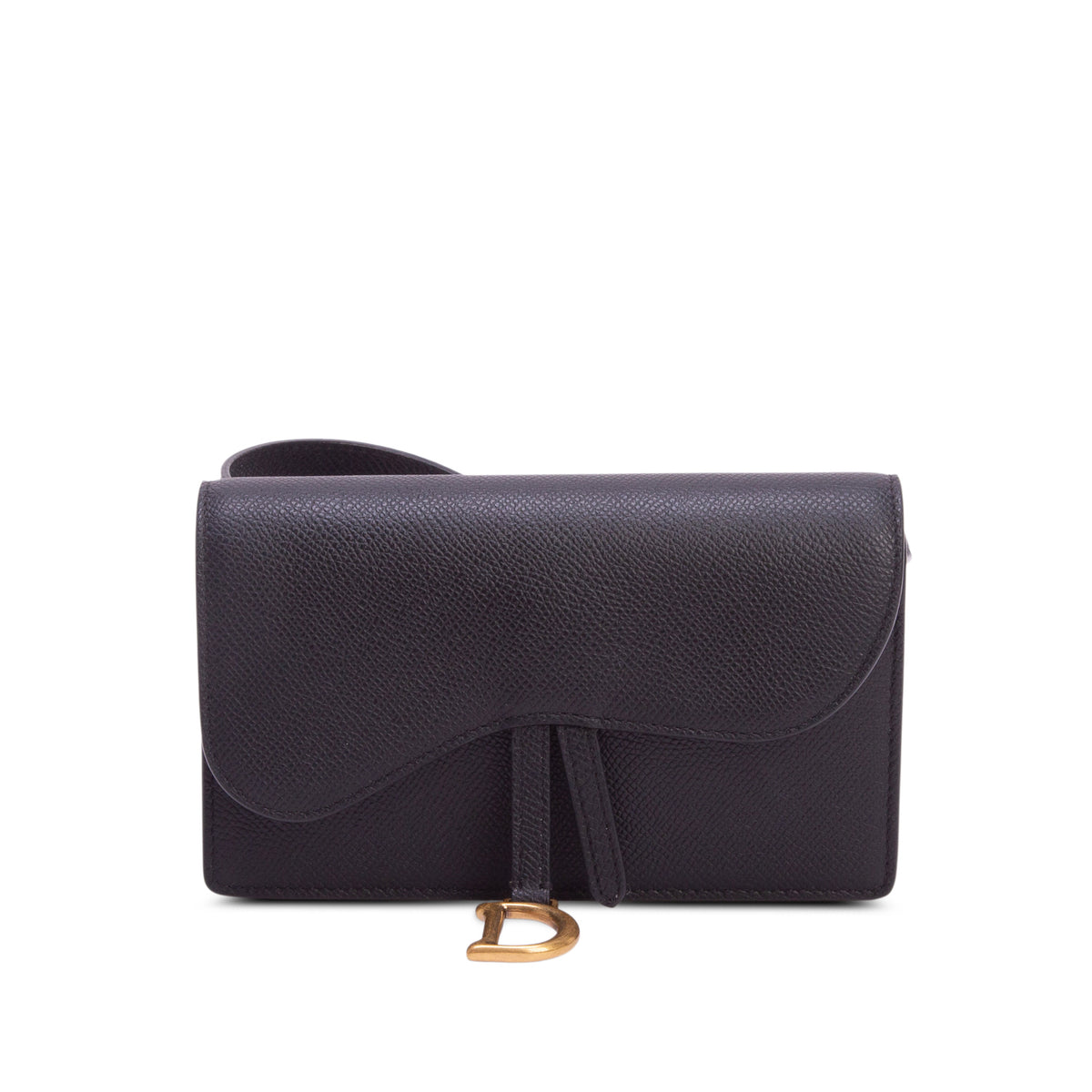 Christian Dior 2020 Black Grained Calfskin Saddle Belt Bag w/ Box