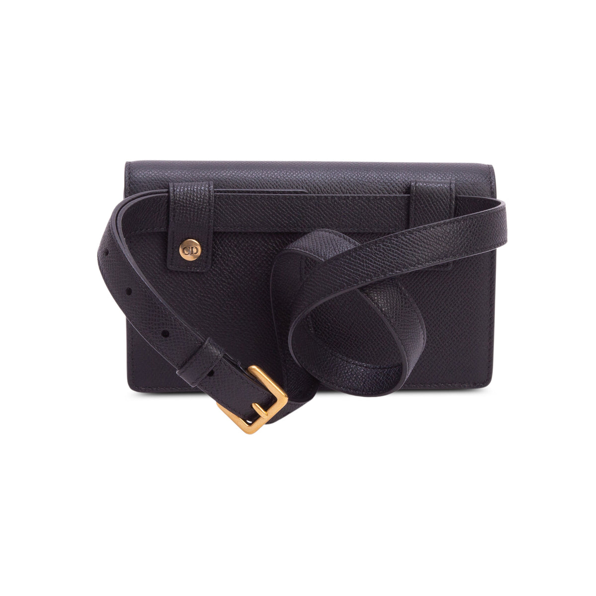 Christian Dior 2020 Black Grained Calfskin Saddle Belt Bag w/ Box