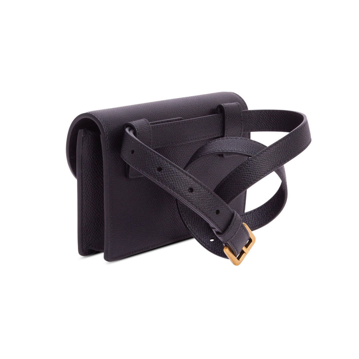 Christian Dior 2020 Black Grained Calfskin Saddle Belt Bag w/ Box
