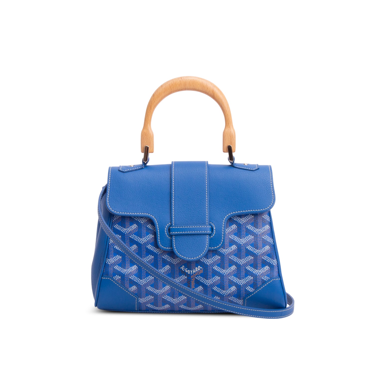 Goyard Blue Leather & Goyardine Canvas Saigon Souple Mini Bag w/ Strap