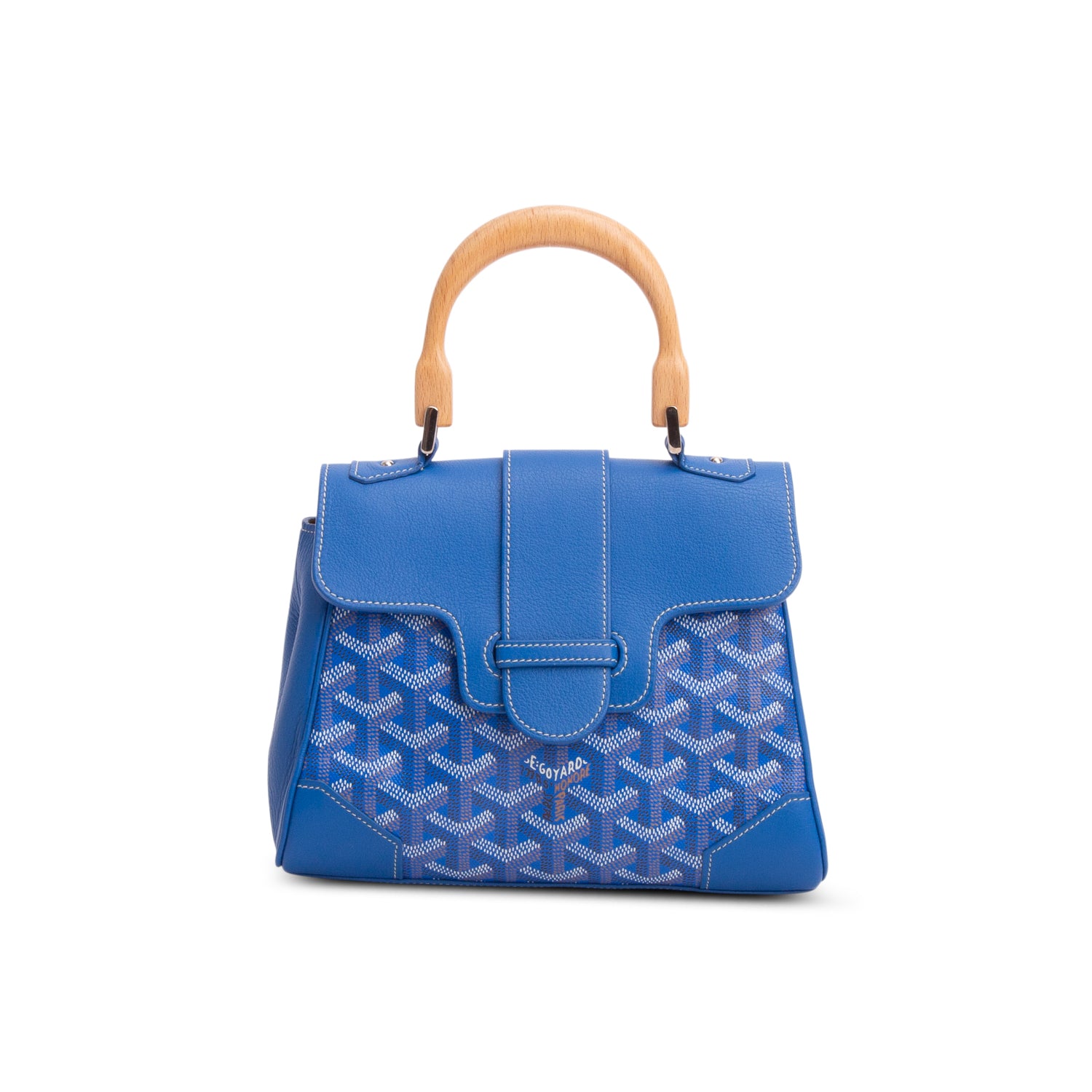 Goyard Blue Leather & Goyardine Canvas Saigon Souple Mini Bag w/ Strap