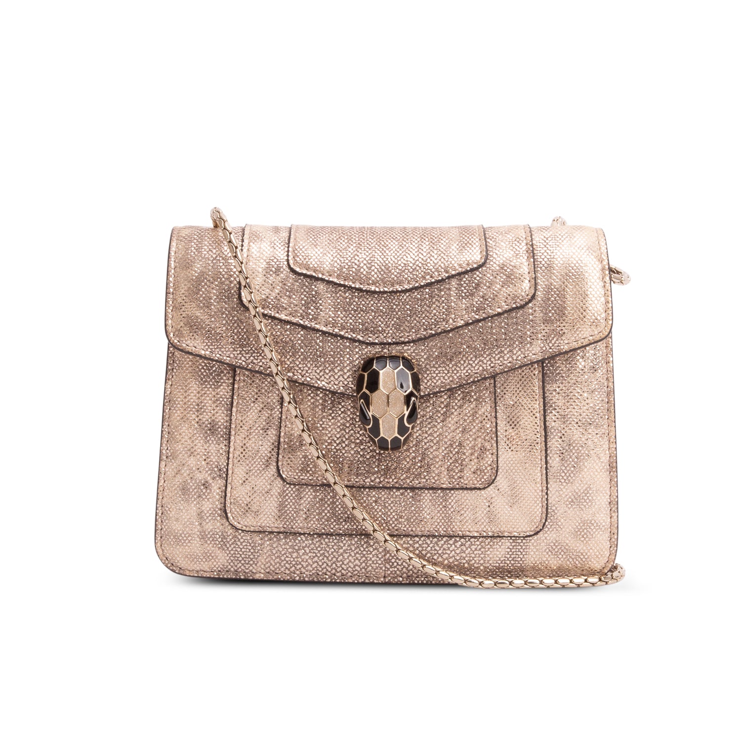 Bulgari Metallic Gold Karung Serpenti Forever Shoulder Bag