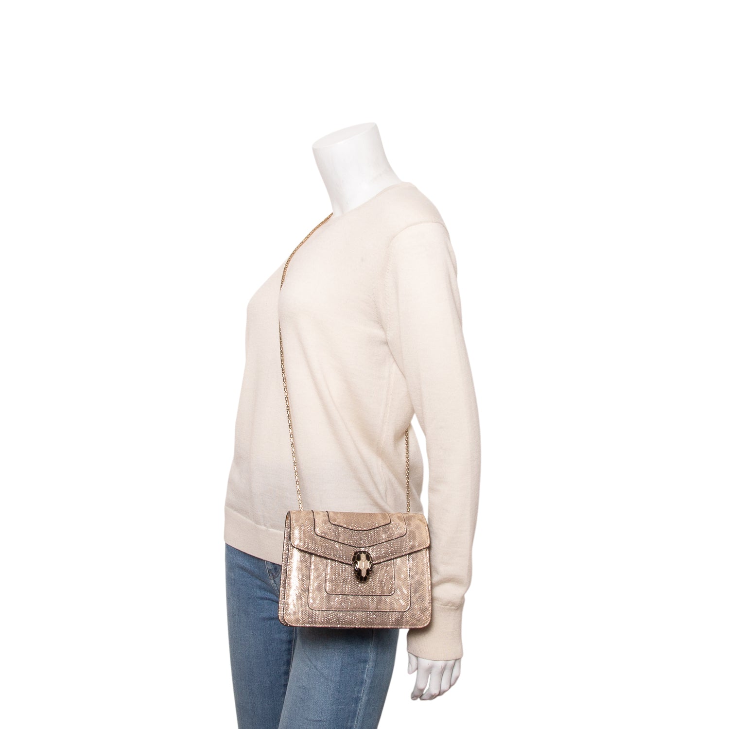 Bulgari Metallic Gold Karung Serpenti Forever Shoulder Bag