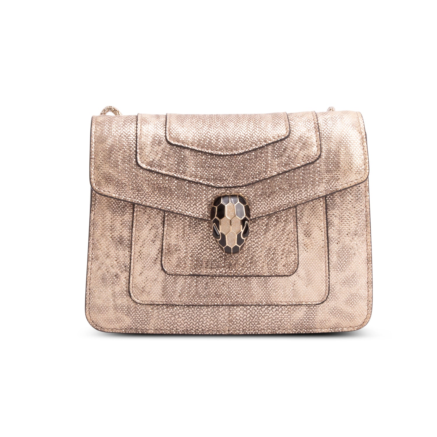 Bulgari Metallic Gold Karung Serpenti Forever Shoulder Bag