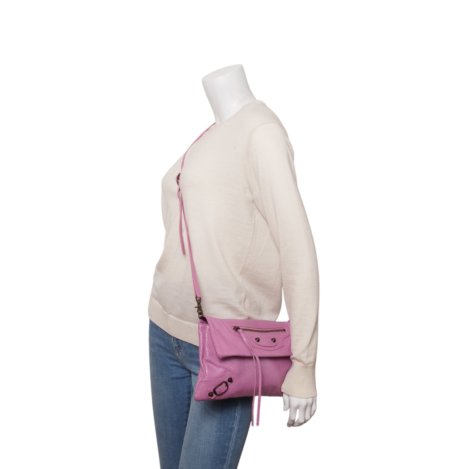 Balenciaga Purple Agneau Classic Hardware Envelope Clutch w/ Strap