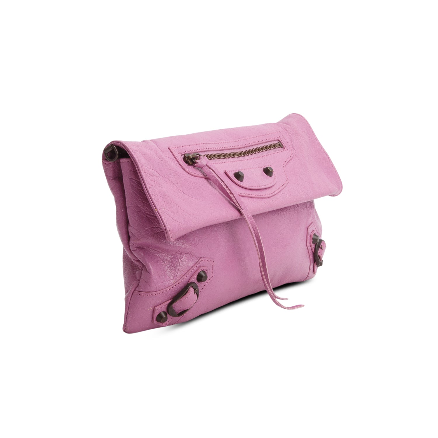 Balenciaga Purple Agneau Classic Hardware Envelope Clutch w/ Strap