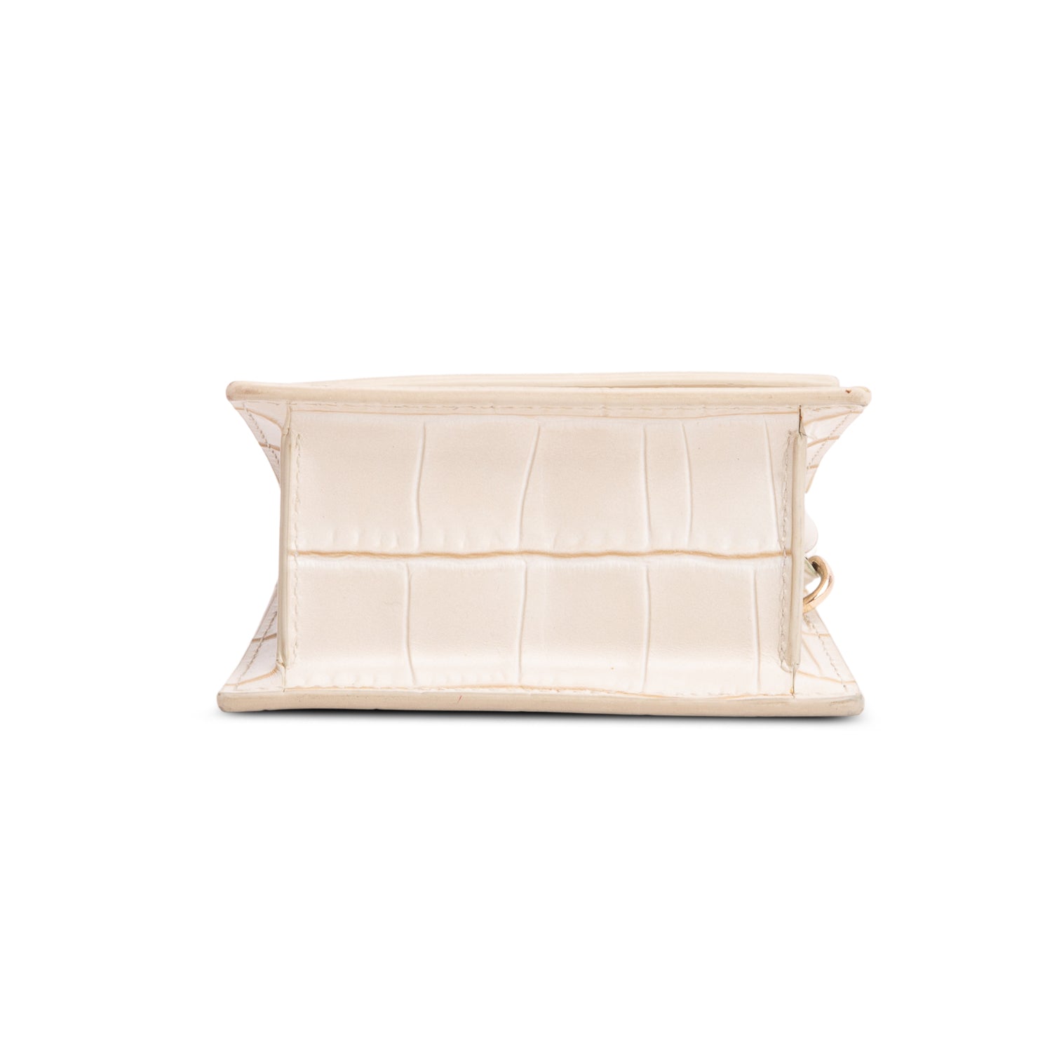Jacquemus Cream Croc-Embossed Leather Mini Signature Le Chiquito Handle Bag w/ Strap