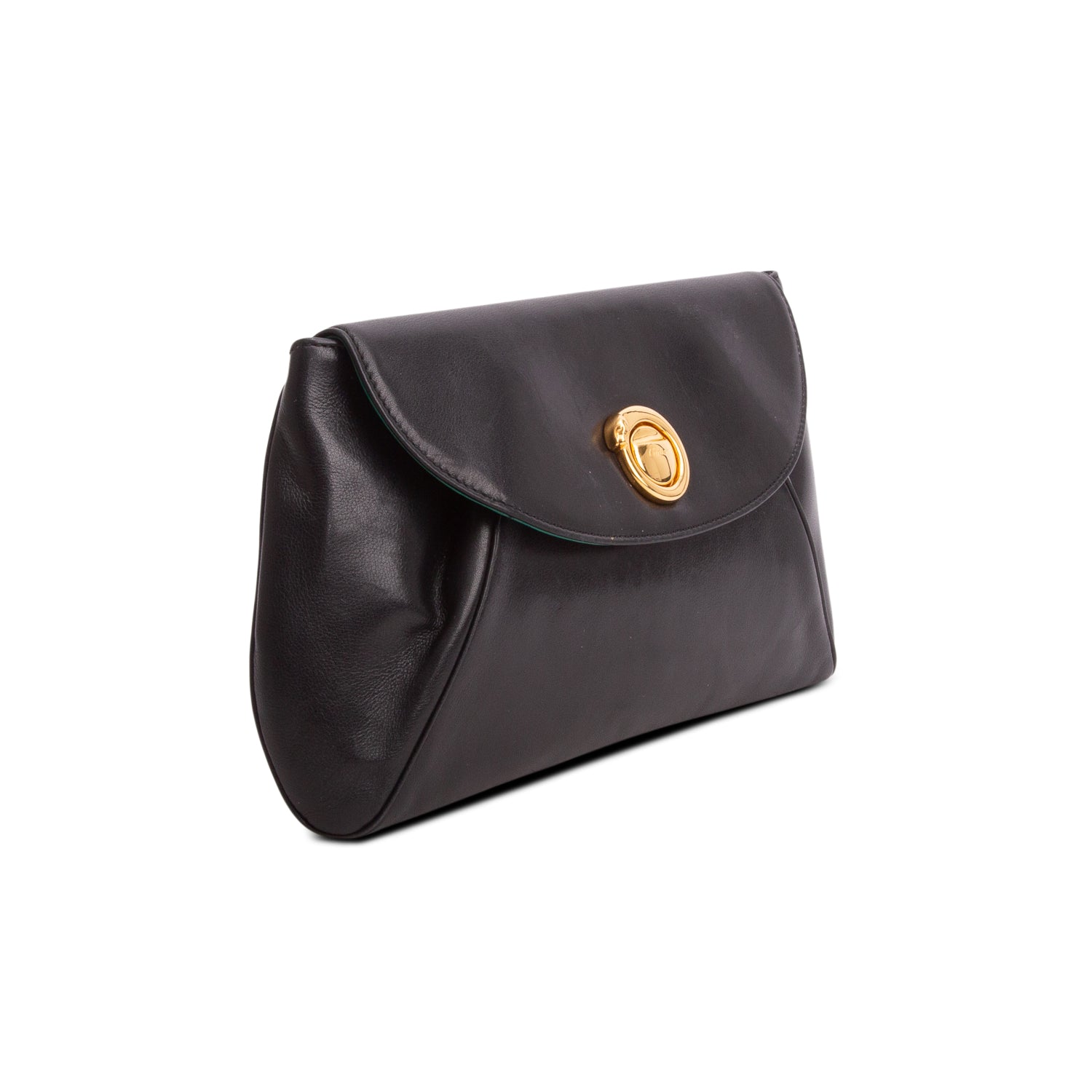 Cartier Vintage Black Leather Panthere Clutch Bag w/ Pouch
