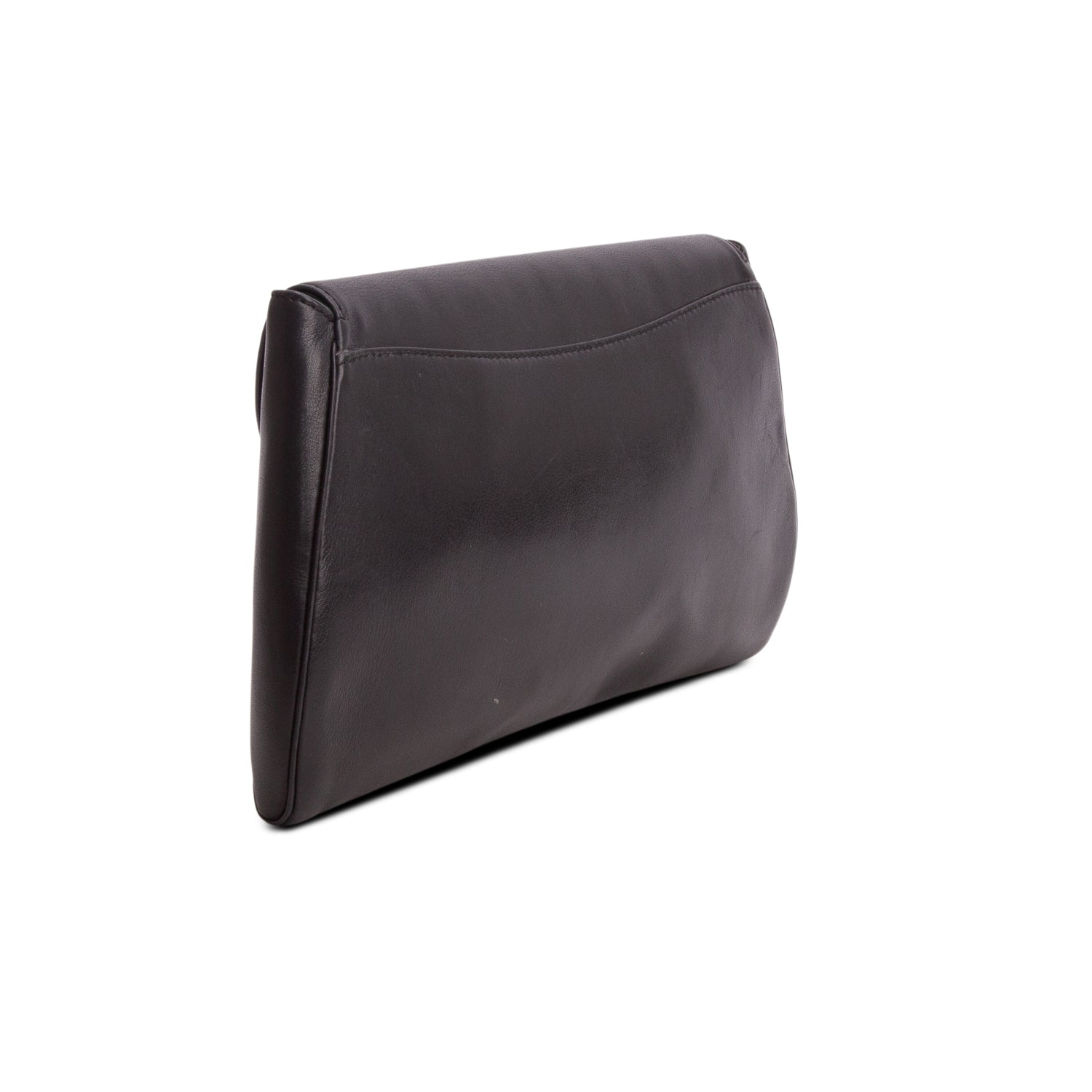 Cartier Vintage Black Leather Panthere Clutch Bag w/ Pouch