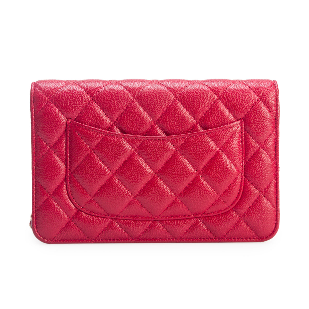 Chanel Red Caviar Quilted Classic Wallet on Chain w/ Authenticity Card