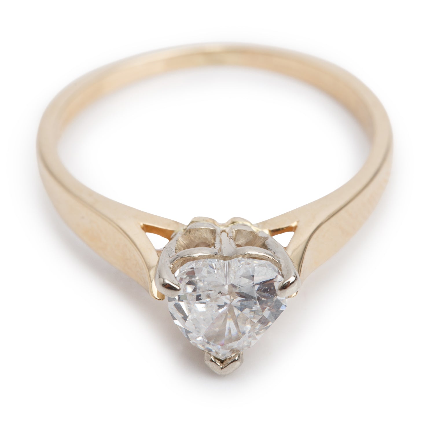 Birks 18k Yellow & White Gold 0.95 ct. Heart Shape Cut Diamond Engagement Ring, Size 7 w/ Box