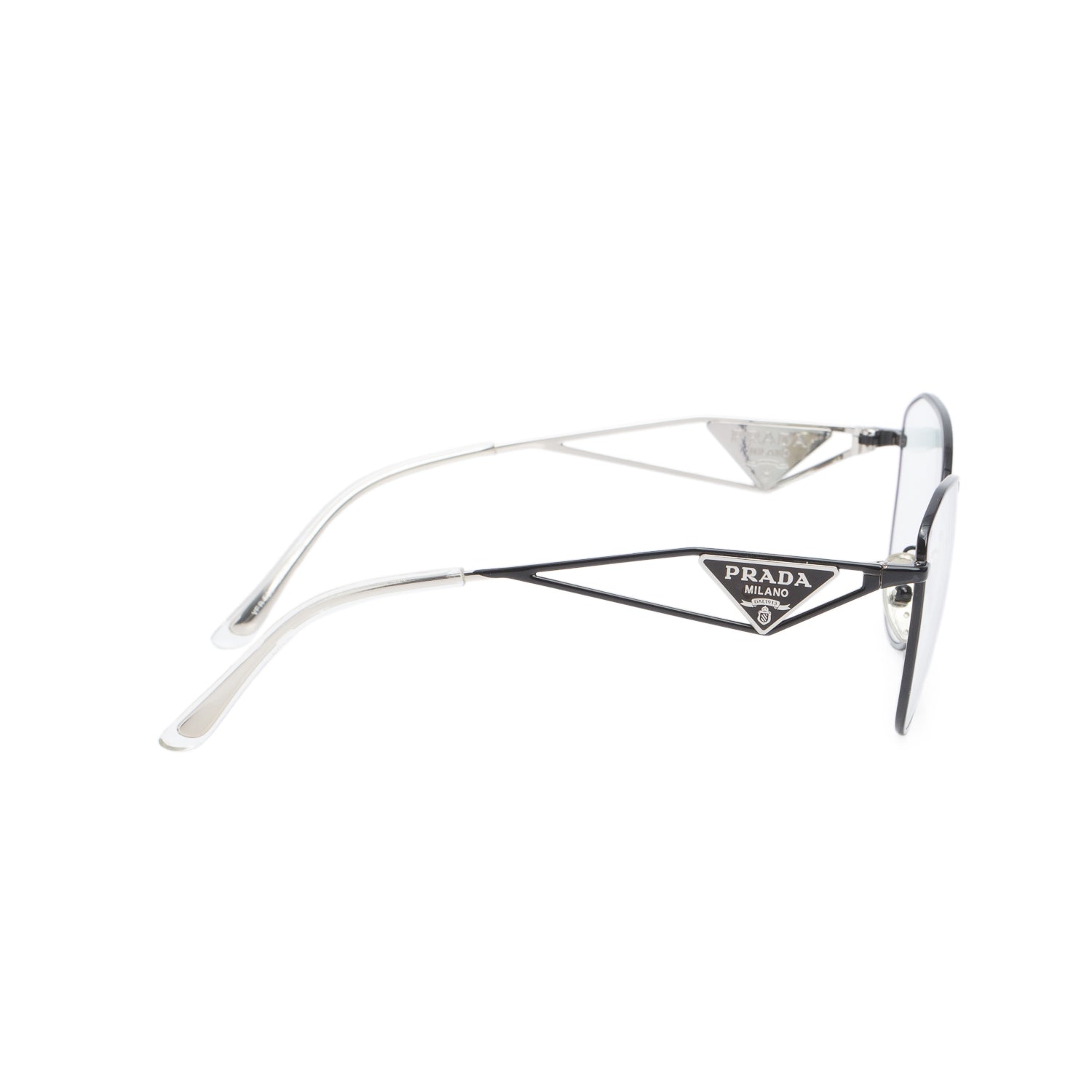 Prada VPR52Z Black Metal Triangle Logo Cat Eye Glasses w/ Box & Case