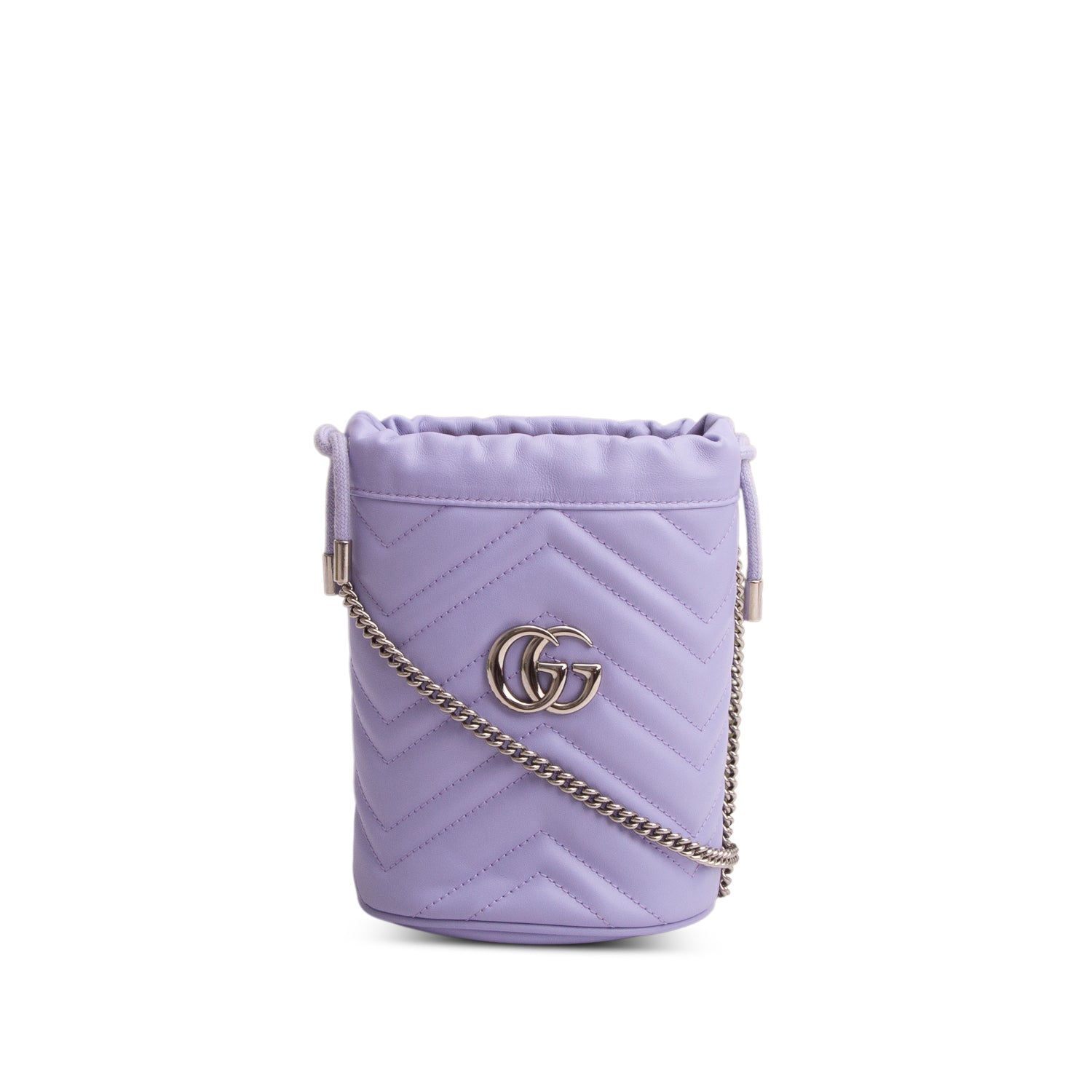 Gucci Purple Calfskin Leather GG Marmont Mini Bucket Bag w/ Box