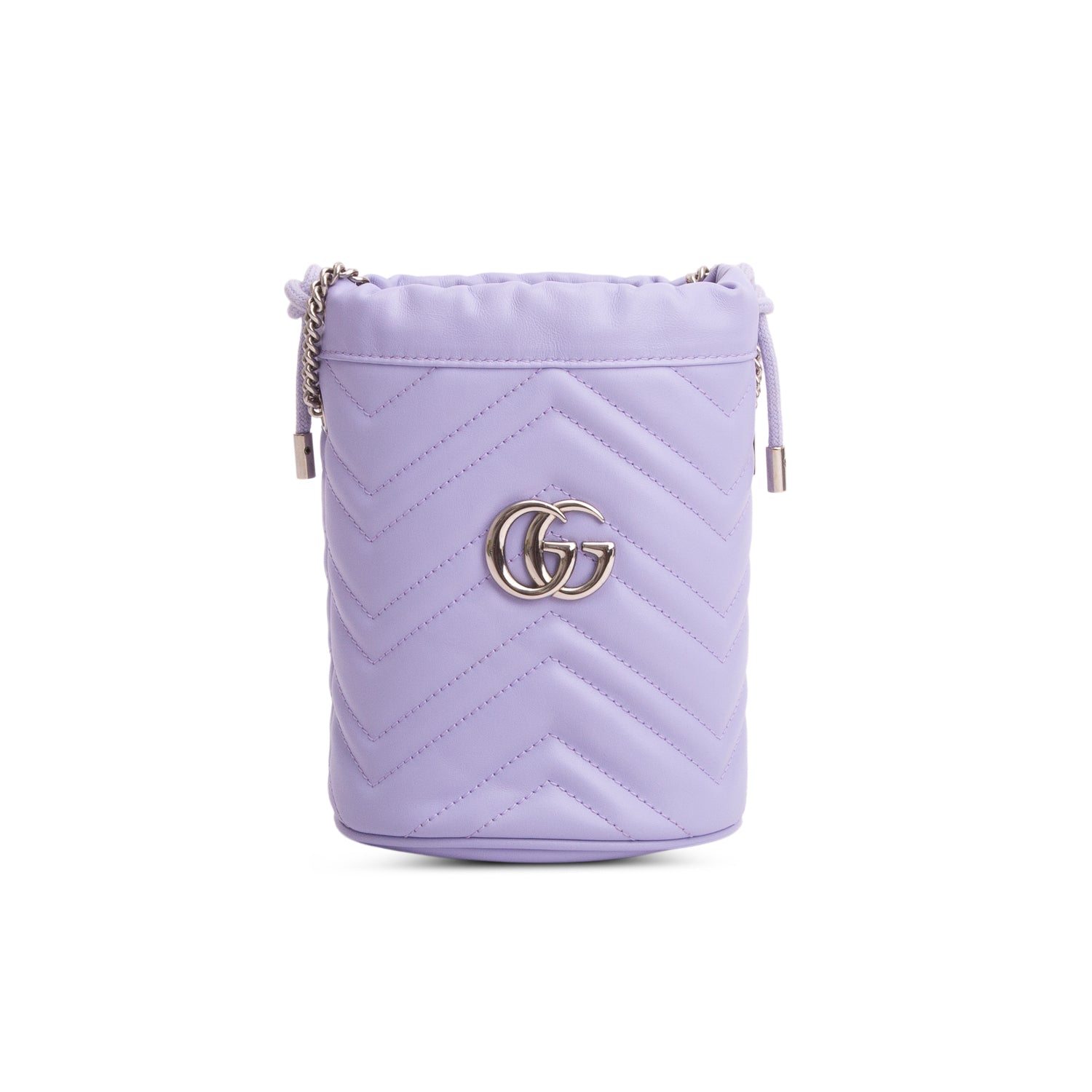 Gucci Purple Calfskin Leather GG Marmont Mini Bucket Bag w/ Box