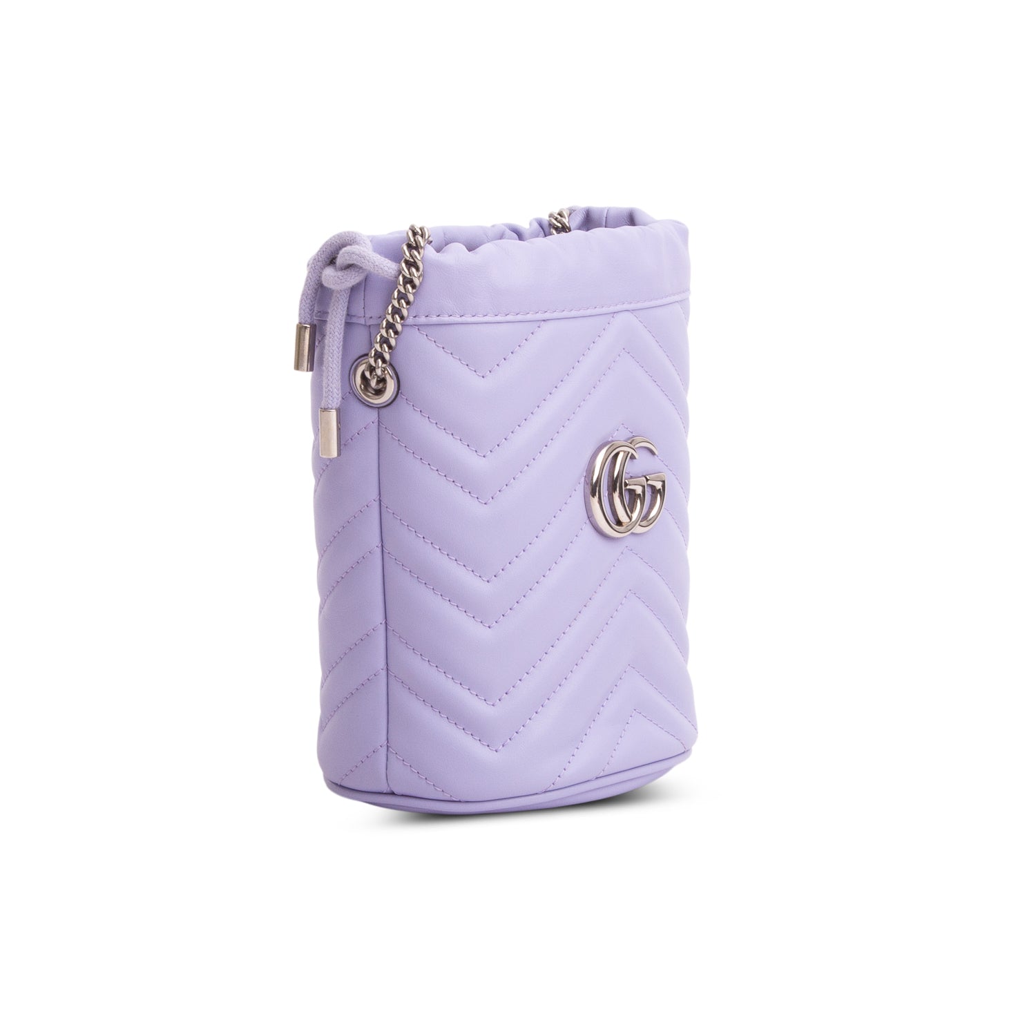 Gucci Purple Calfskin Leather GG Marmont Mini Bucket Bag w/ Box