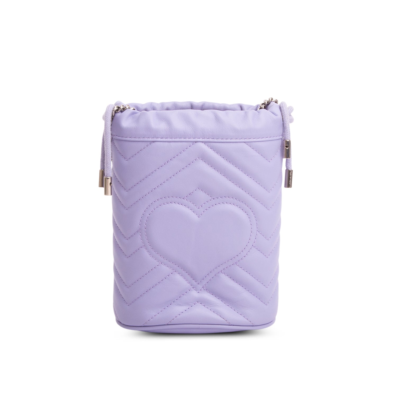 Gucci Purple Calfskin Leather GG Marmont Mini Bucket Bag w/ Box