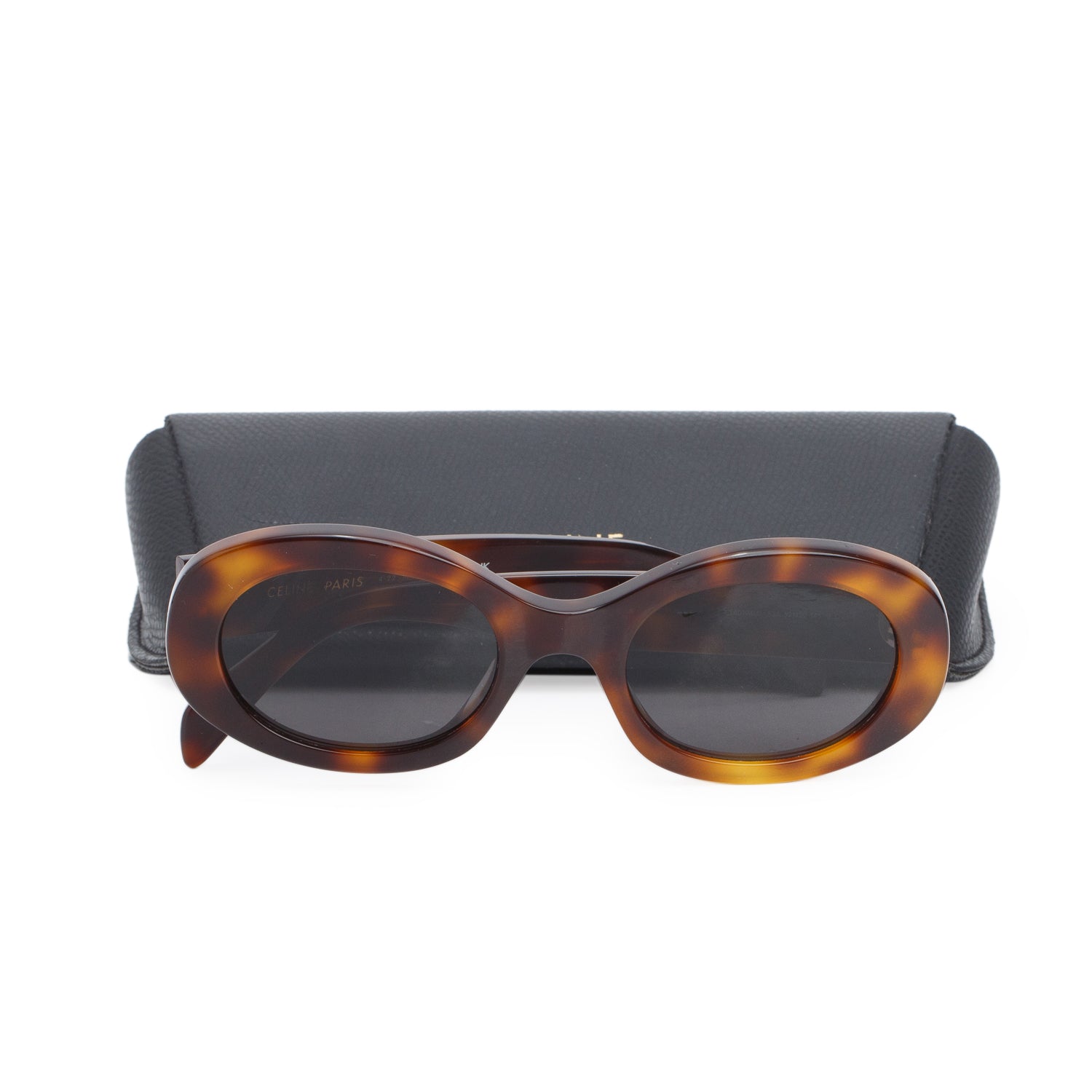 Celine CL40194U Tortoise Acetate Triomphe Oval Sunglasses w/ Case