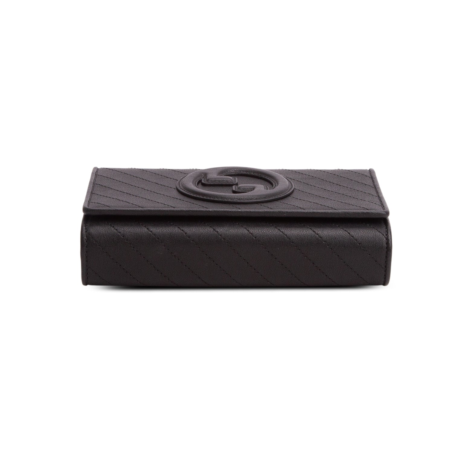 Gucci Black Calfskin Diagonal Stitched Blondie Wallet on Chain w/ Box