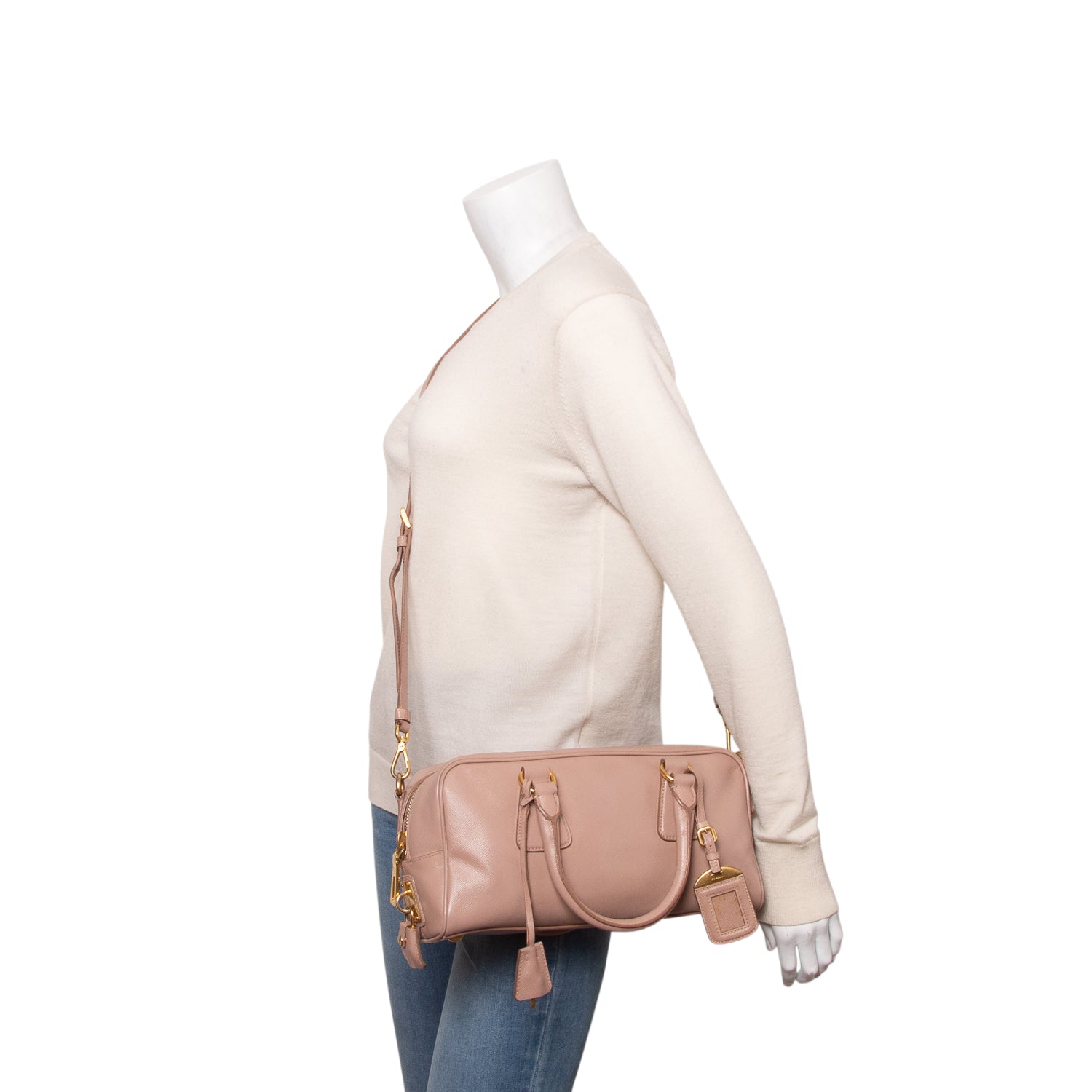 Prada Pink Saffiano Lux Small Boston w/ Strap