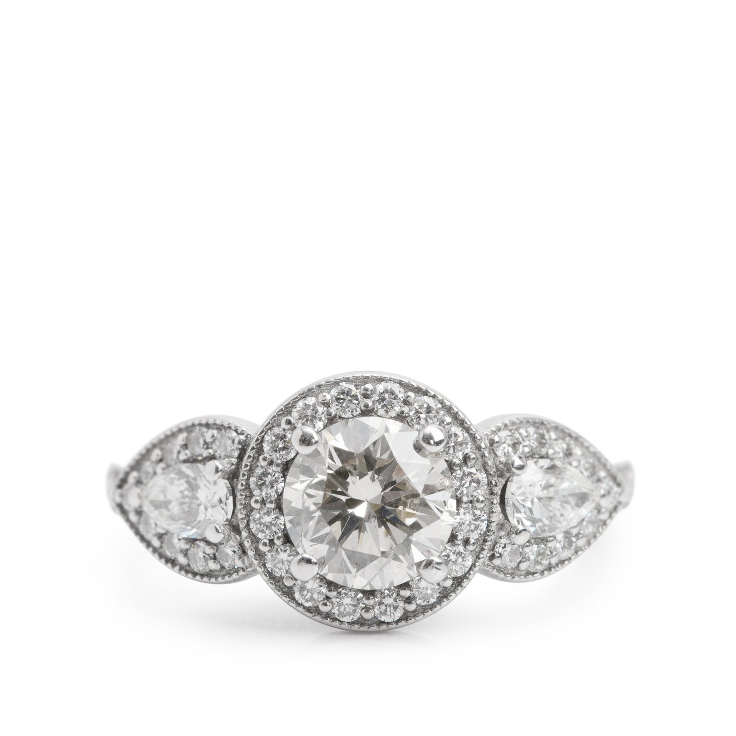 14k White Gold 1.82 tcw. Diamond Cocktail Ring, Size 5.75