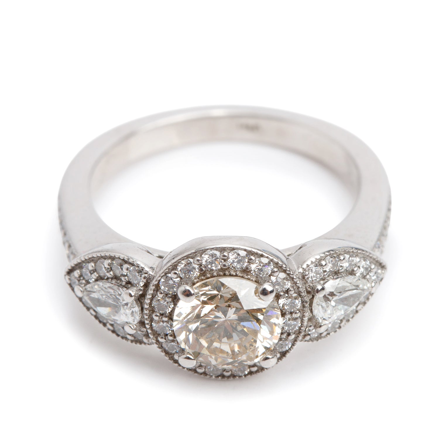 14k White Gold 1.82 tcw. Diamond Cocktail Ring, Size 5.75