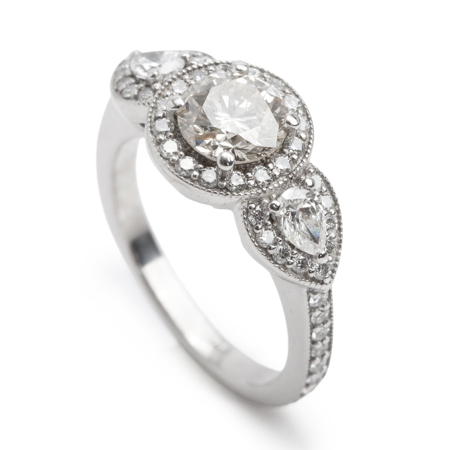 14k White Gold 1.82 tcw. Diamond Cocktail Ring, Size 5.75