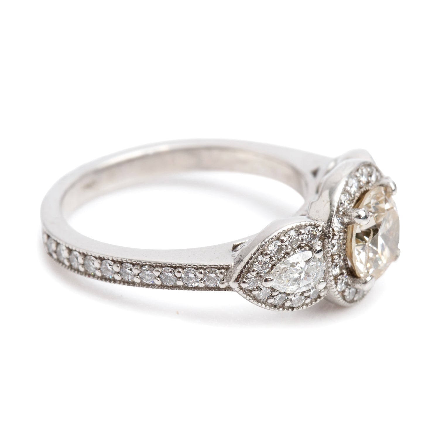 14k White Gold 1.82 tcw. Diamond Cocktail Ring, Size 5.75