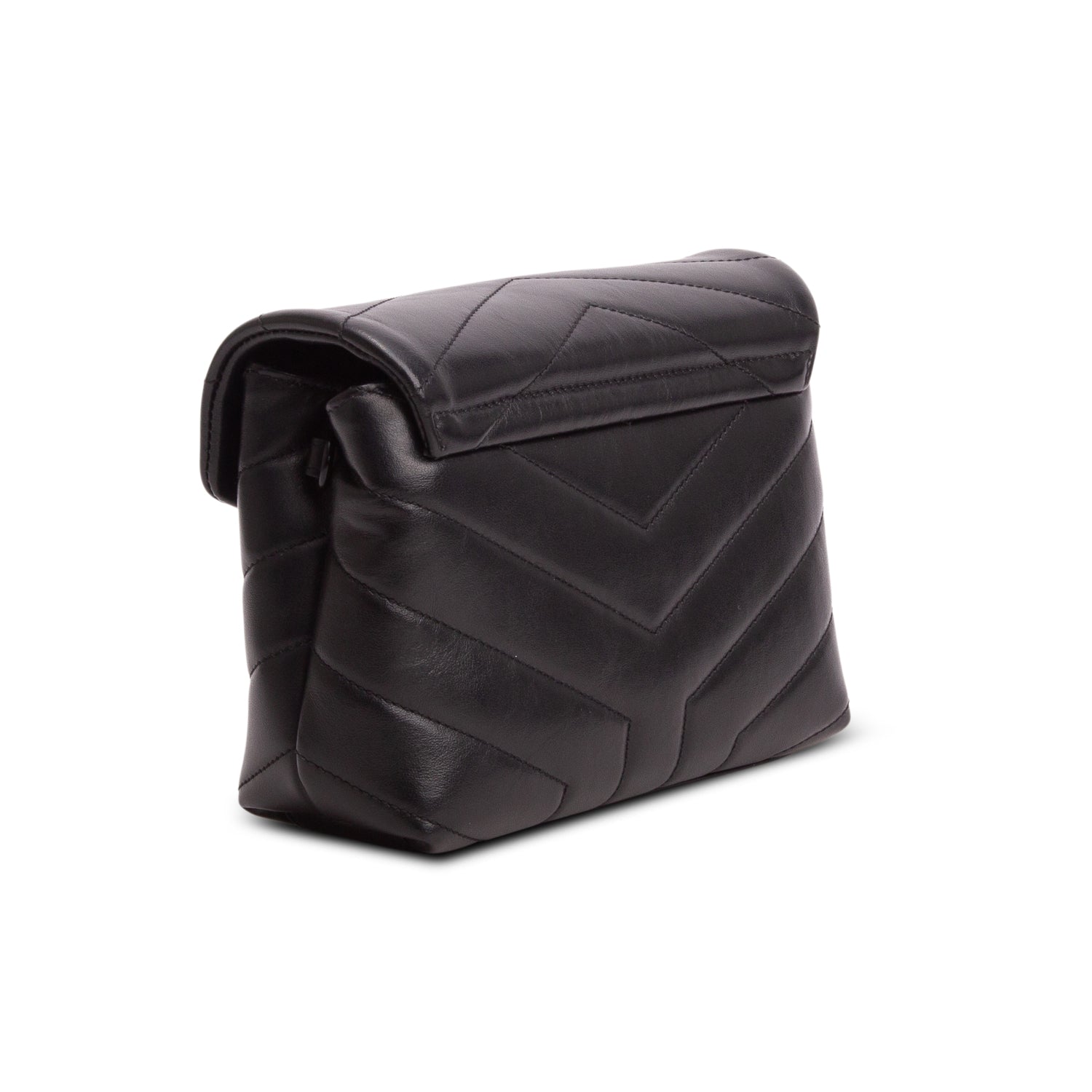 Saint Laurent Black Calfskin Y Quilted Monogram Monochrome Toy Loulou Crossbody Bag