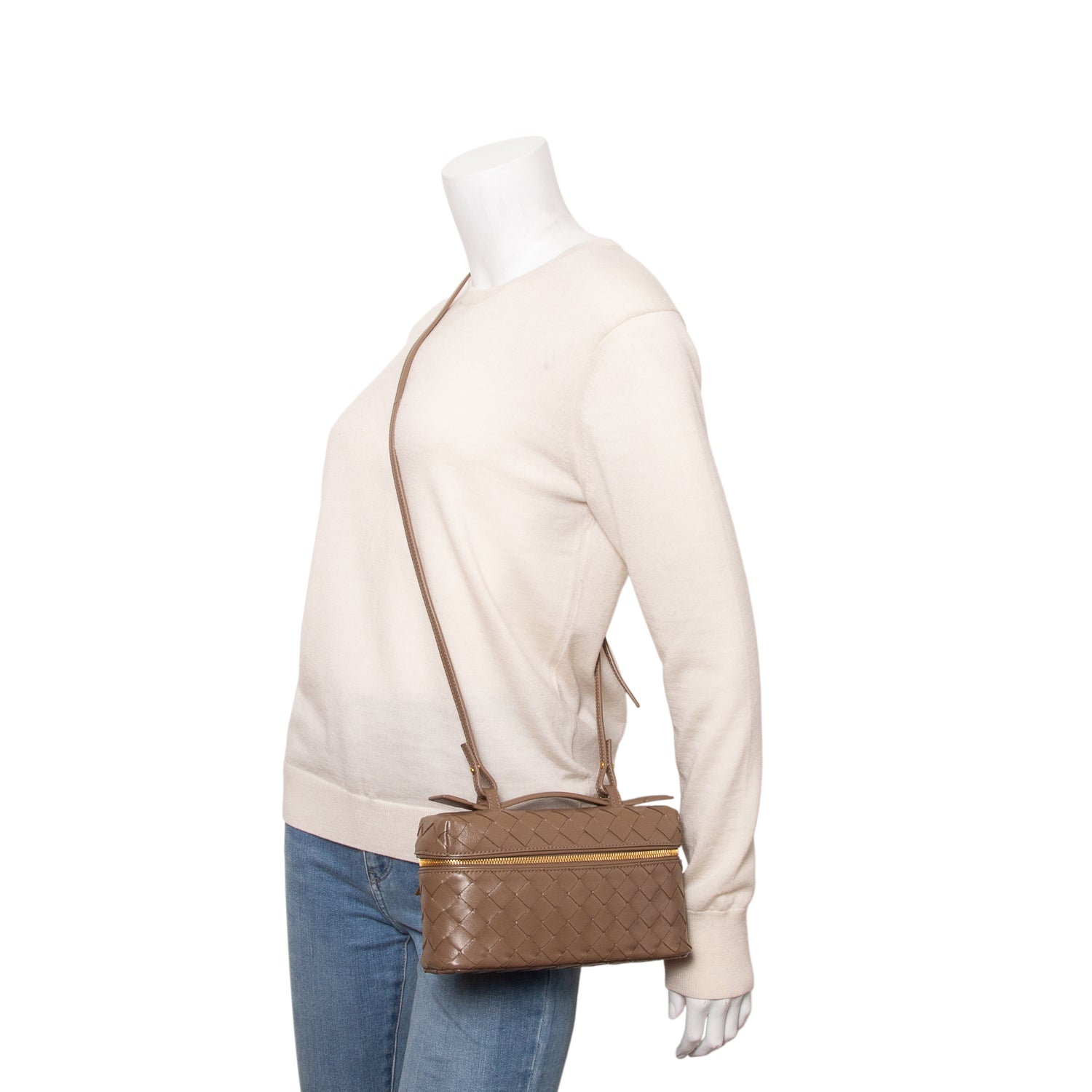 Bottega Veneta Brown Nappa Intrecciato Bang Bang Vanity Case w/ Strap