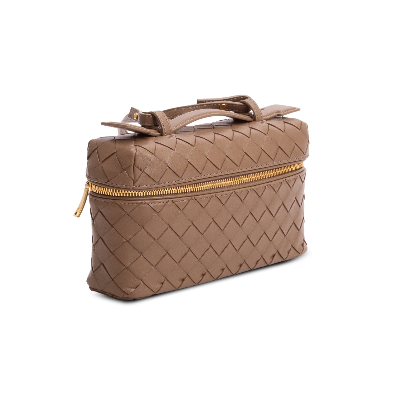 Bottega Veneta Brown Nappa Intrecciato Bang Bang Vanity Case w/ Strap