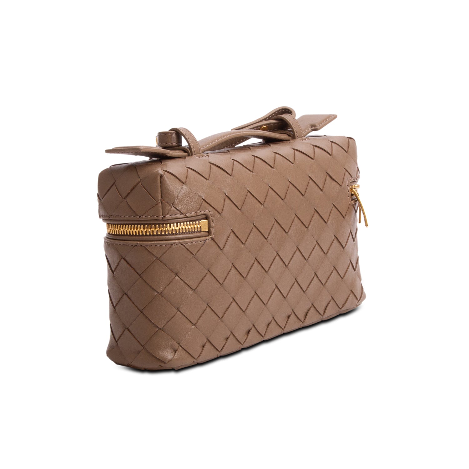 Bottega Veneta Brown Nappa Intrecciato Bang Bang Vanity Case w/ Strap