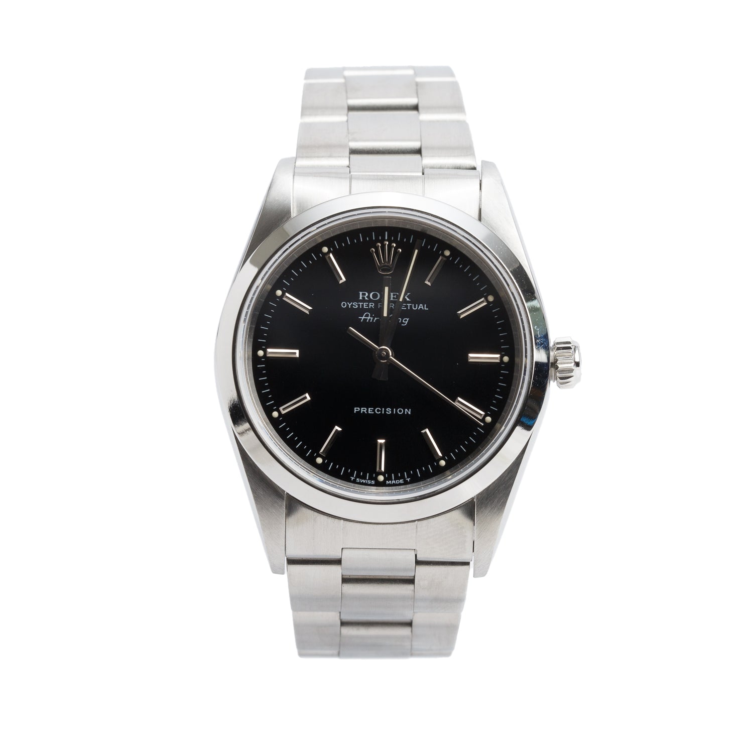 Rolex Stainless Steel Oyster Perpetual Air King 34 MM Watch Black Dial 14000