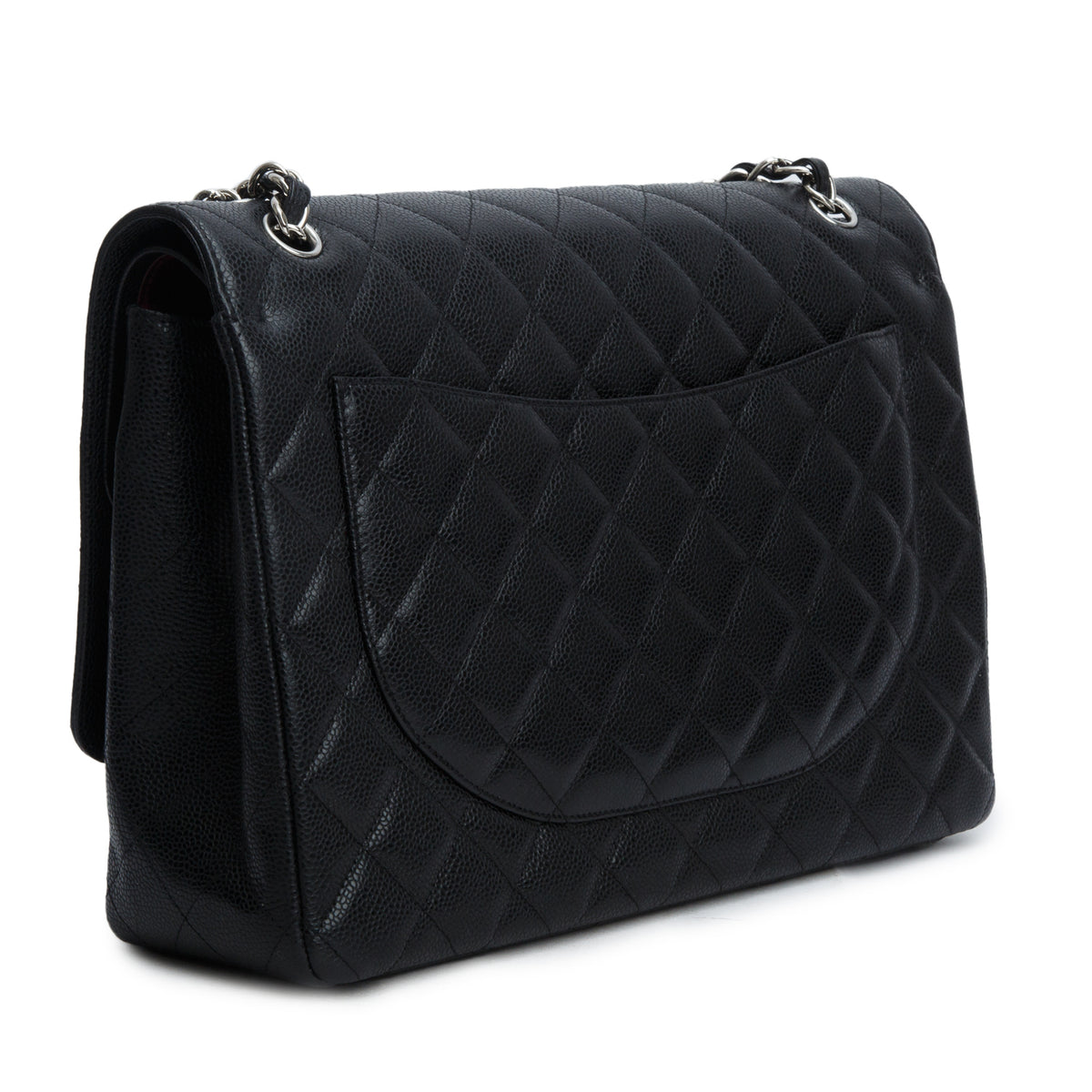 Chanel Black Quilted Caviar Leather Classic Maxi Double Flap Bag w/ Box, Receipt & Authenticity Card