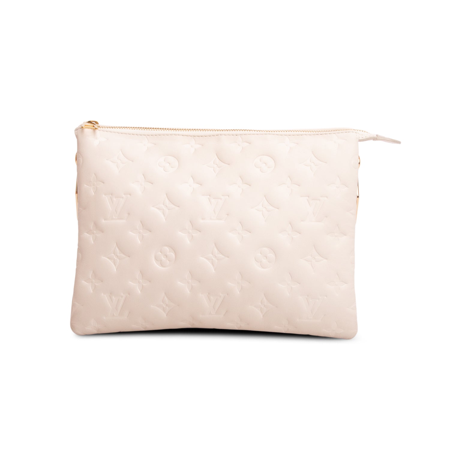 Louis Vuitton White Monogram Embossed Lambskin Leather Coussin PM w/ Straps & Box
