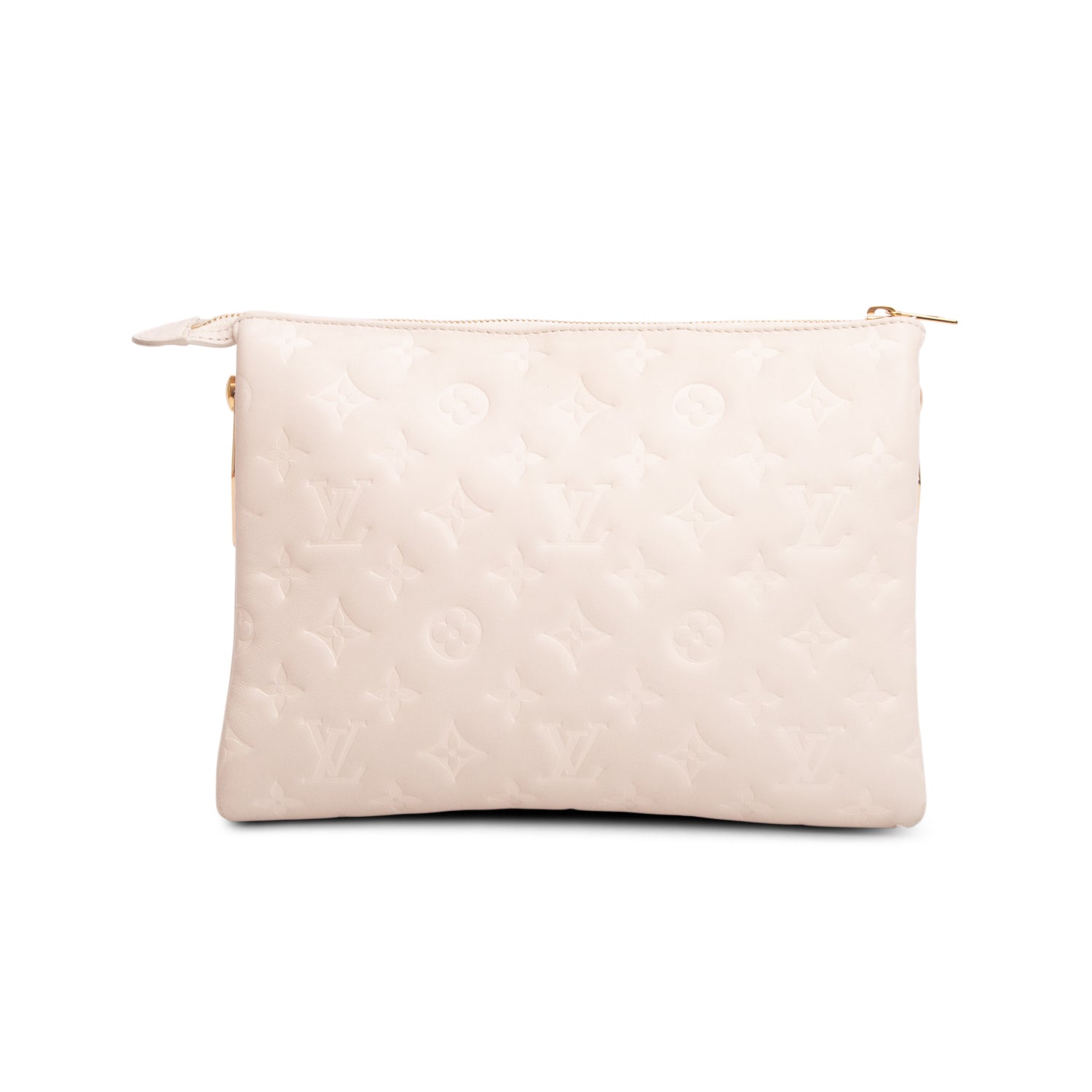 Louis Vuitton White Monogram Embossed Lambskin Leather Coussin PM w/ Straps & Box