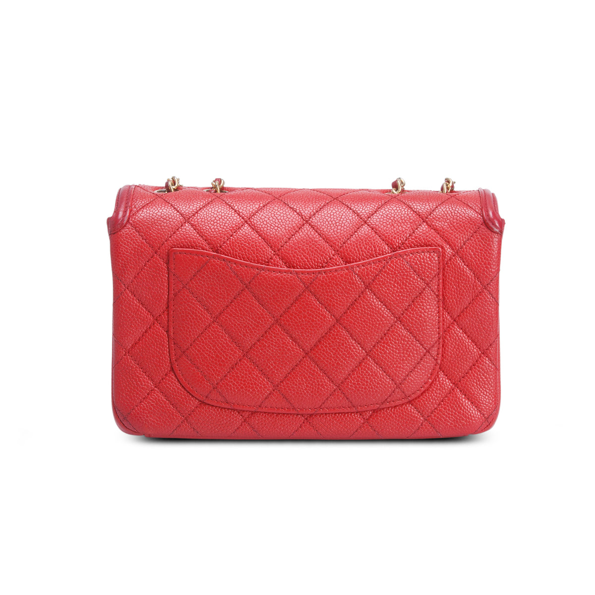 Chanel Red Caviar Quilted Leather CC Filigree Small Flap Bag