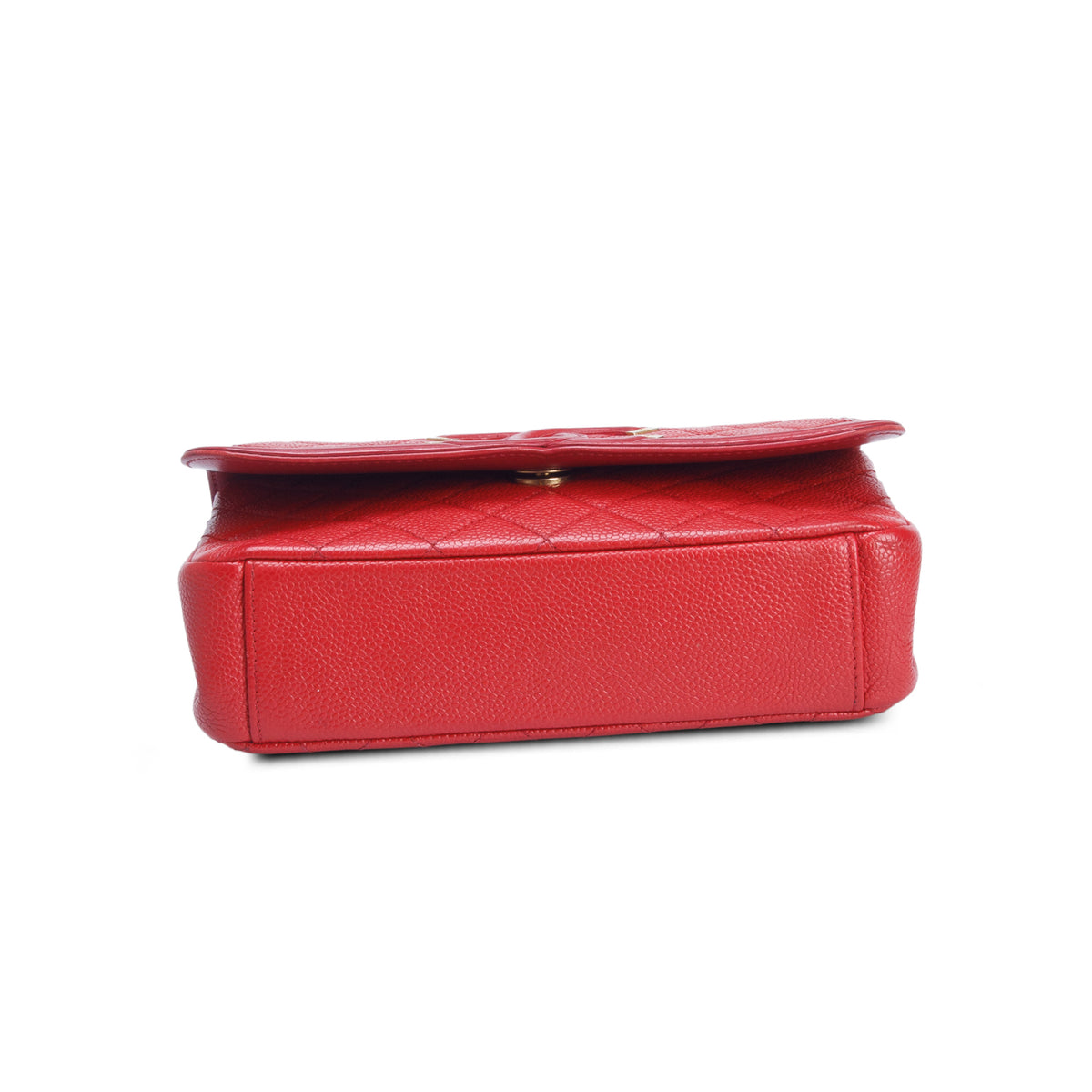 Chanel Red Caviar Quilted Leather CC Filigree Small Flap Bag