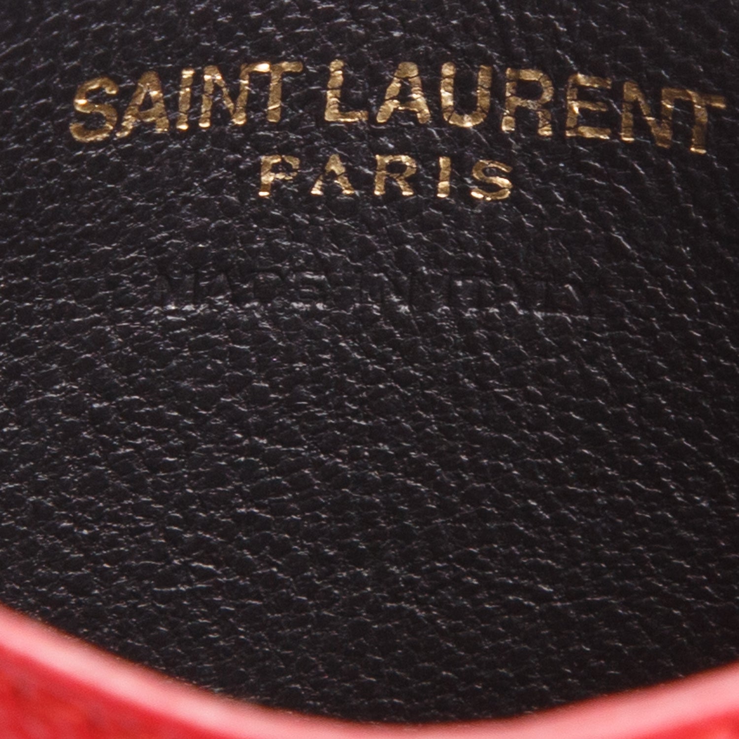 Saint Laurent Red Grain de Poudre Chevron Cassandre Card Holder w/ Box