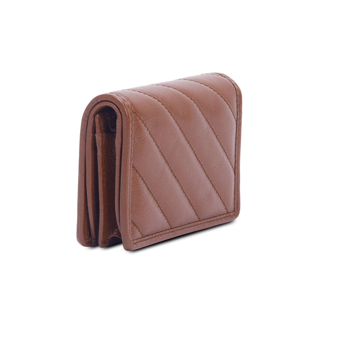 Gucci Brown Diagonal Quilted GG Marmont Leather Card Case Wallet